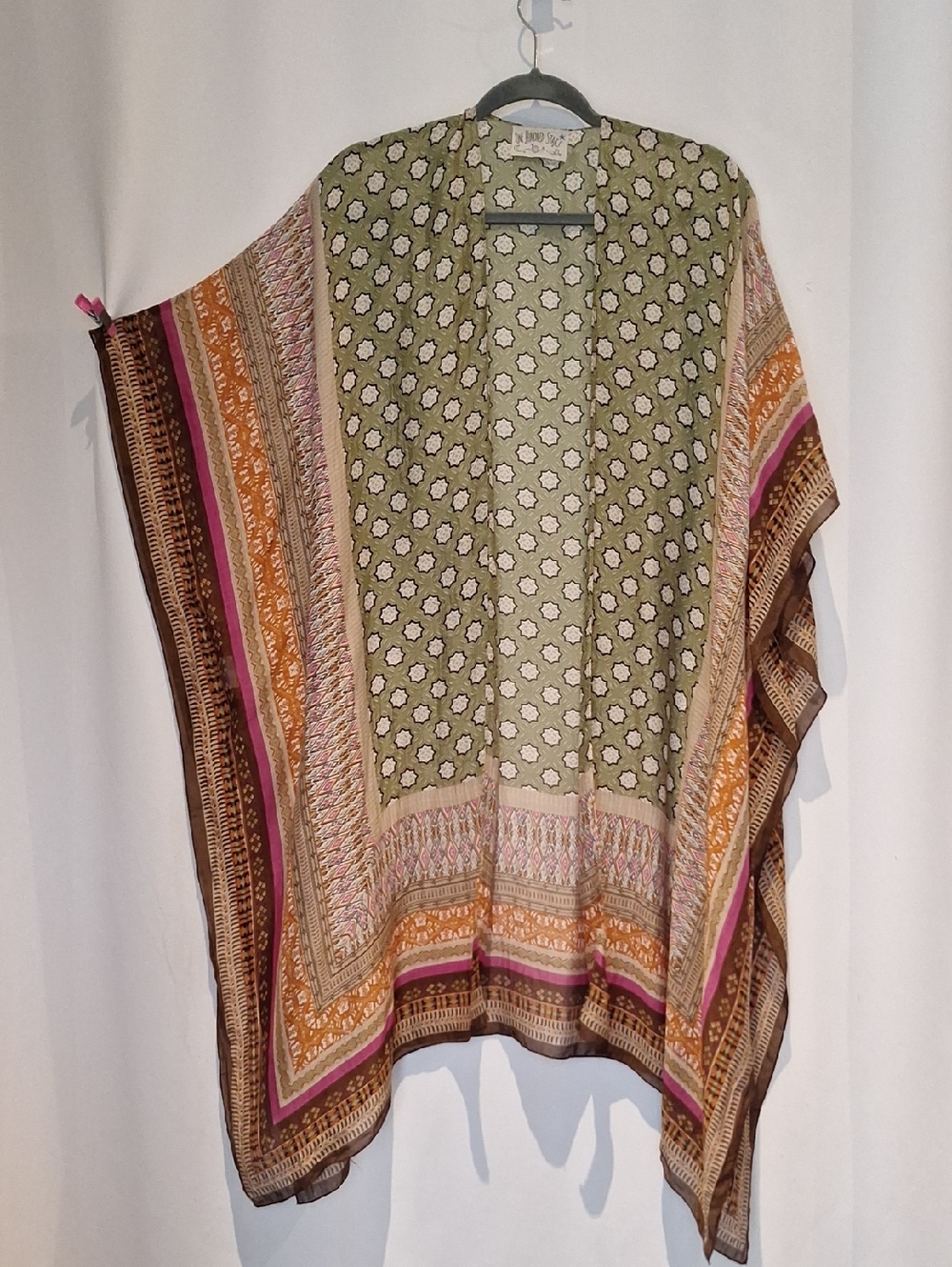 One Hundred Stars Duster Light Olive Moorish Patterned Boho Kimono
